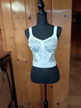 Bali 36DD Long Line Vintage Bra White Lace